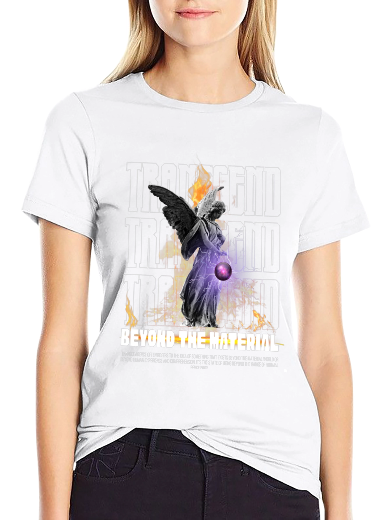 Transcendent Angel Graphic Print Black T-Shirt