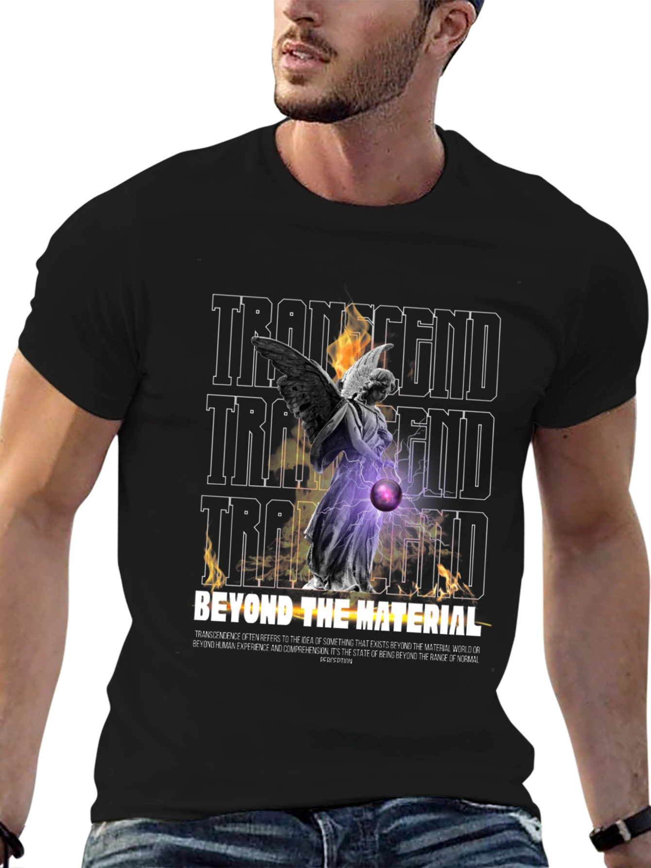 Transcendent Angel Graphic Print Black T-Shirt
