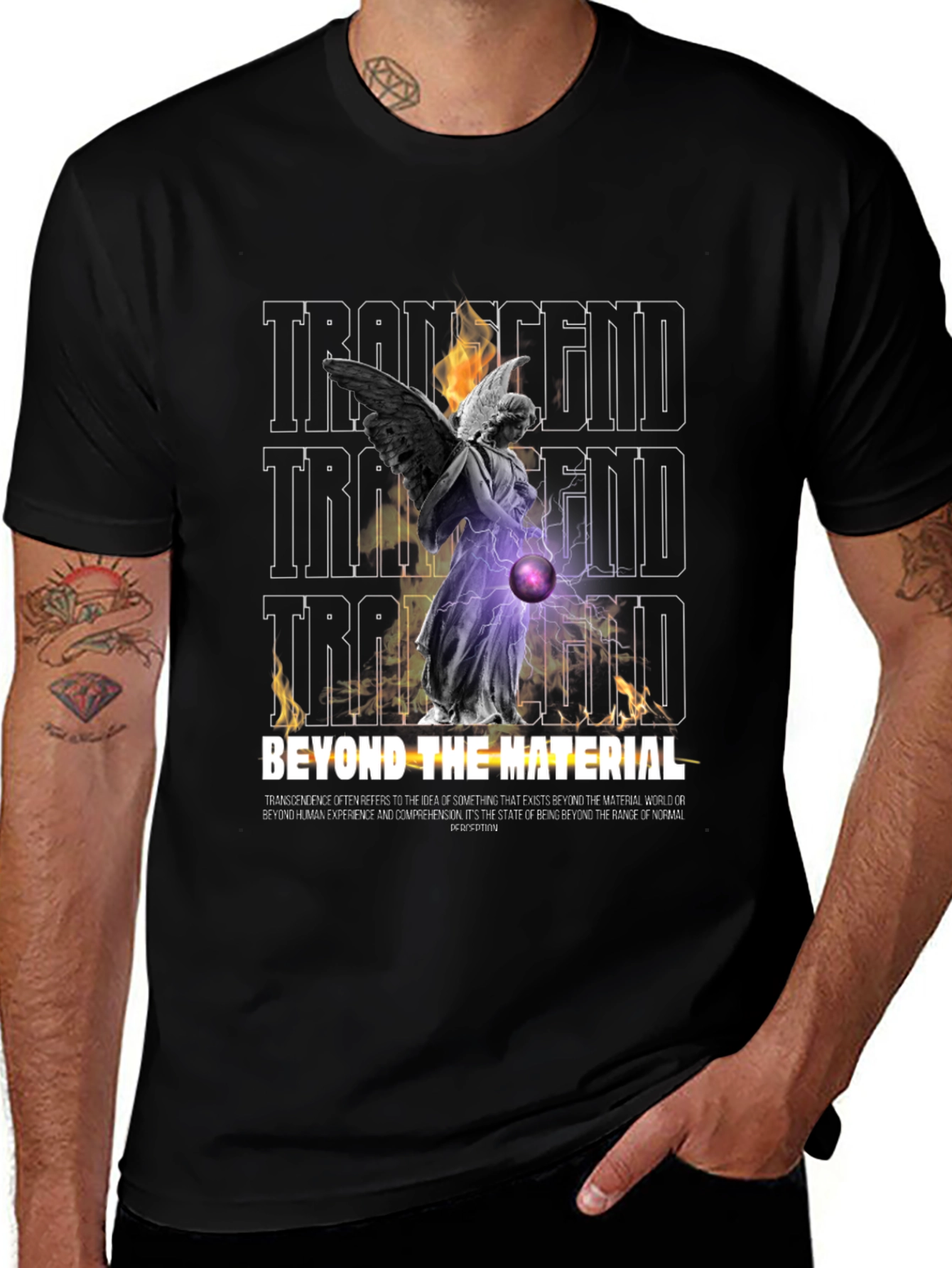 Transcendent Angel Graphic Print Black T-Shirt