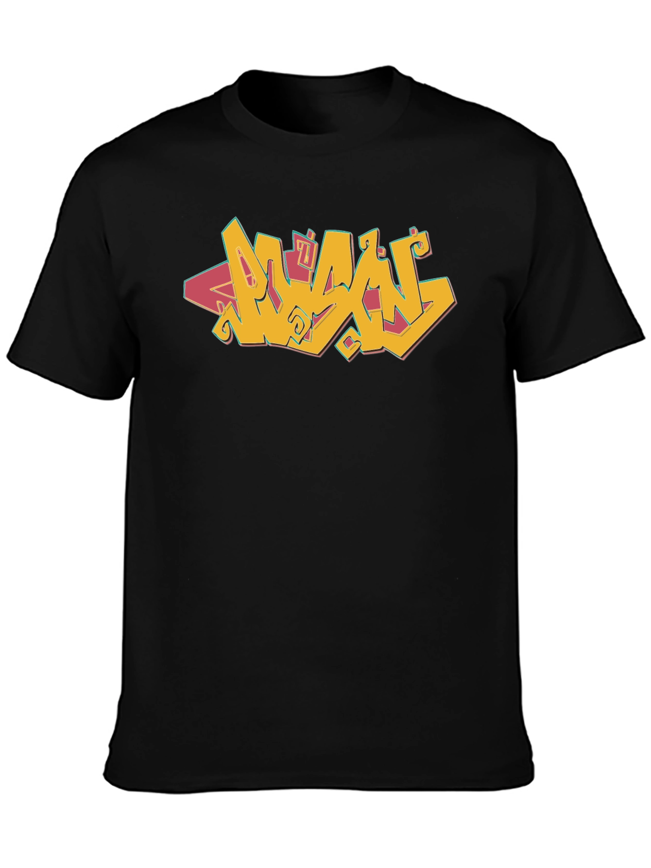 Graffiti Style Graphic Tee - Black Cotton Blend