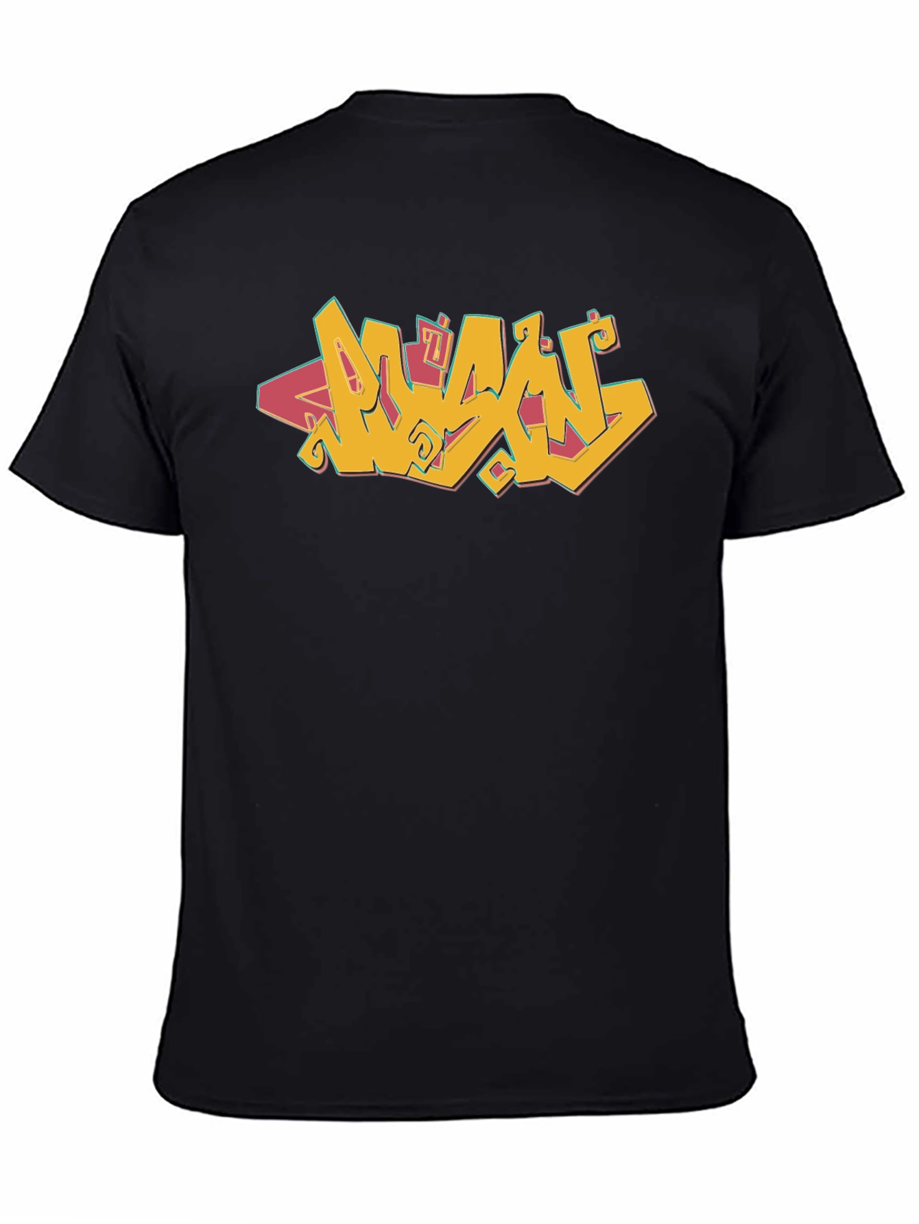 Graffiti Style Graphic Tee - Black Cotton Blend