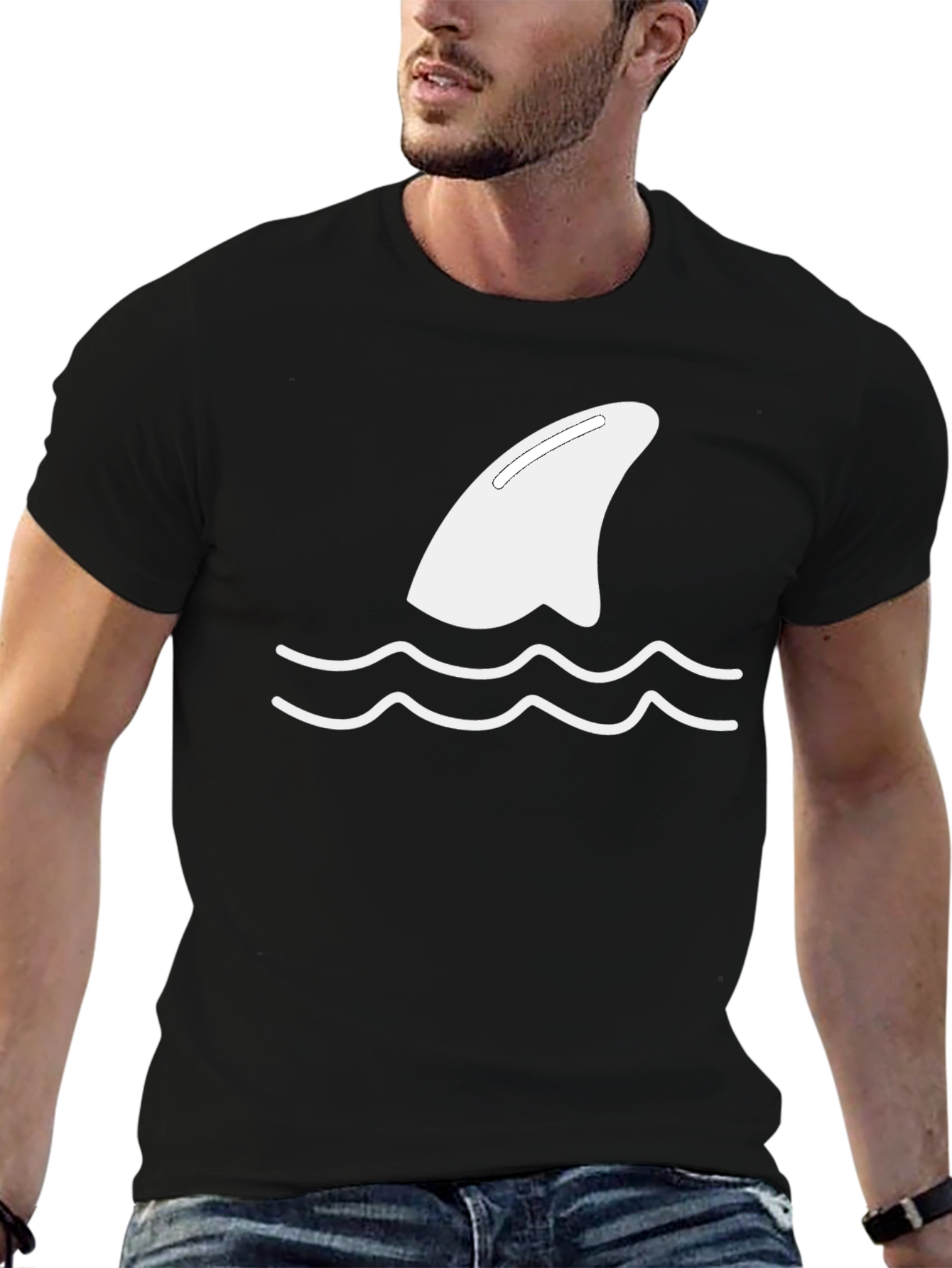 Mens Black Shark Fin Tee