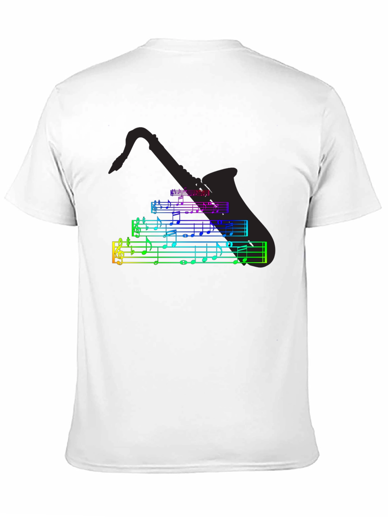 Music Notes Saxophone T-Shirt - Black Cotton Tee