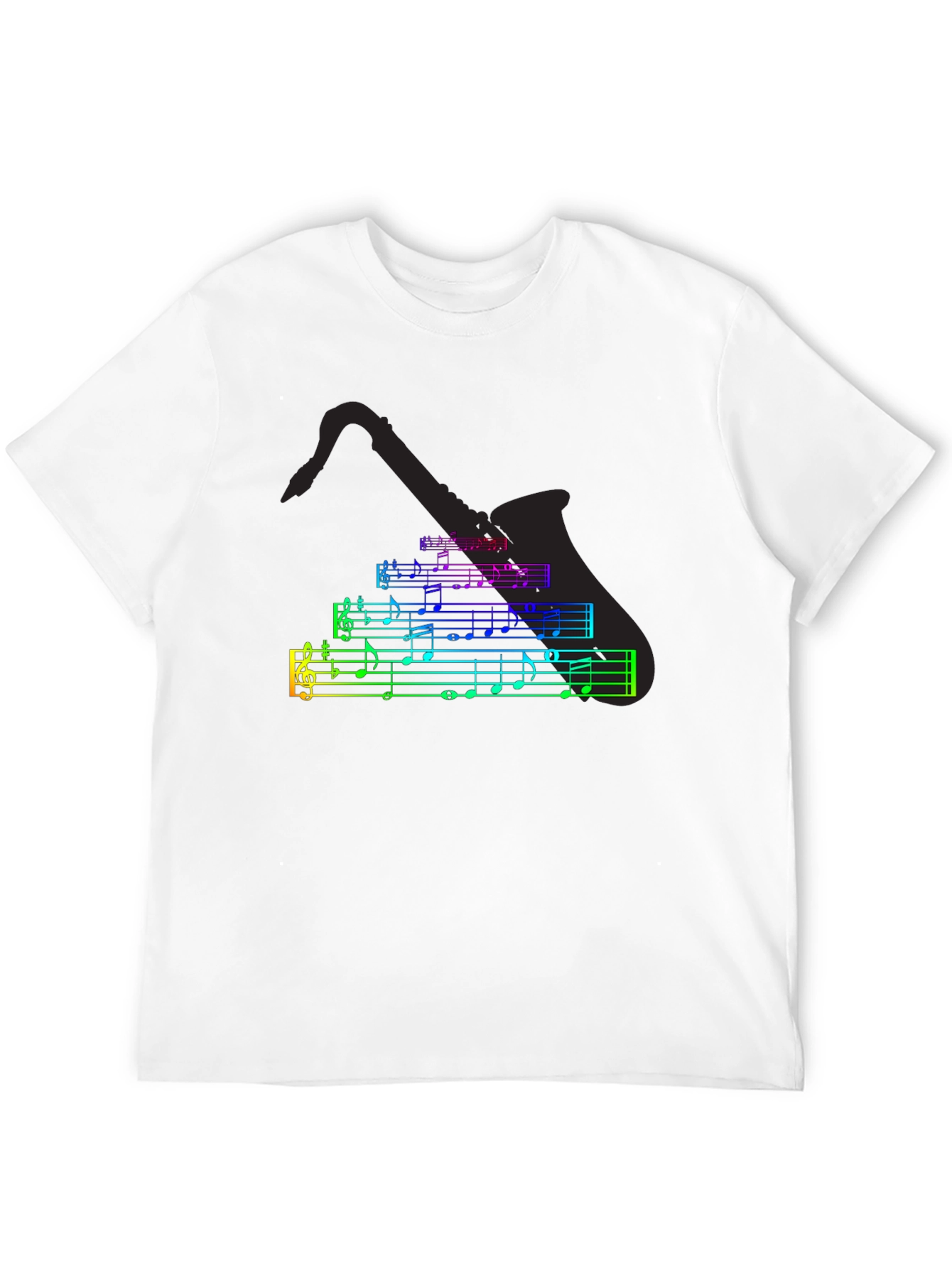 Music Notes Saxophone T-Shirt - Black Cotton Tee