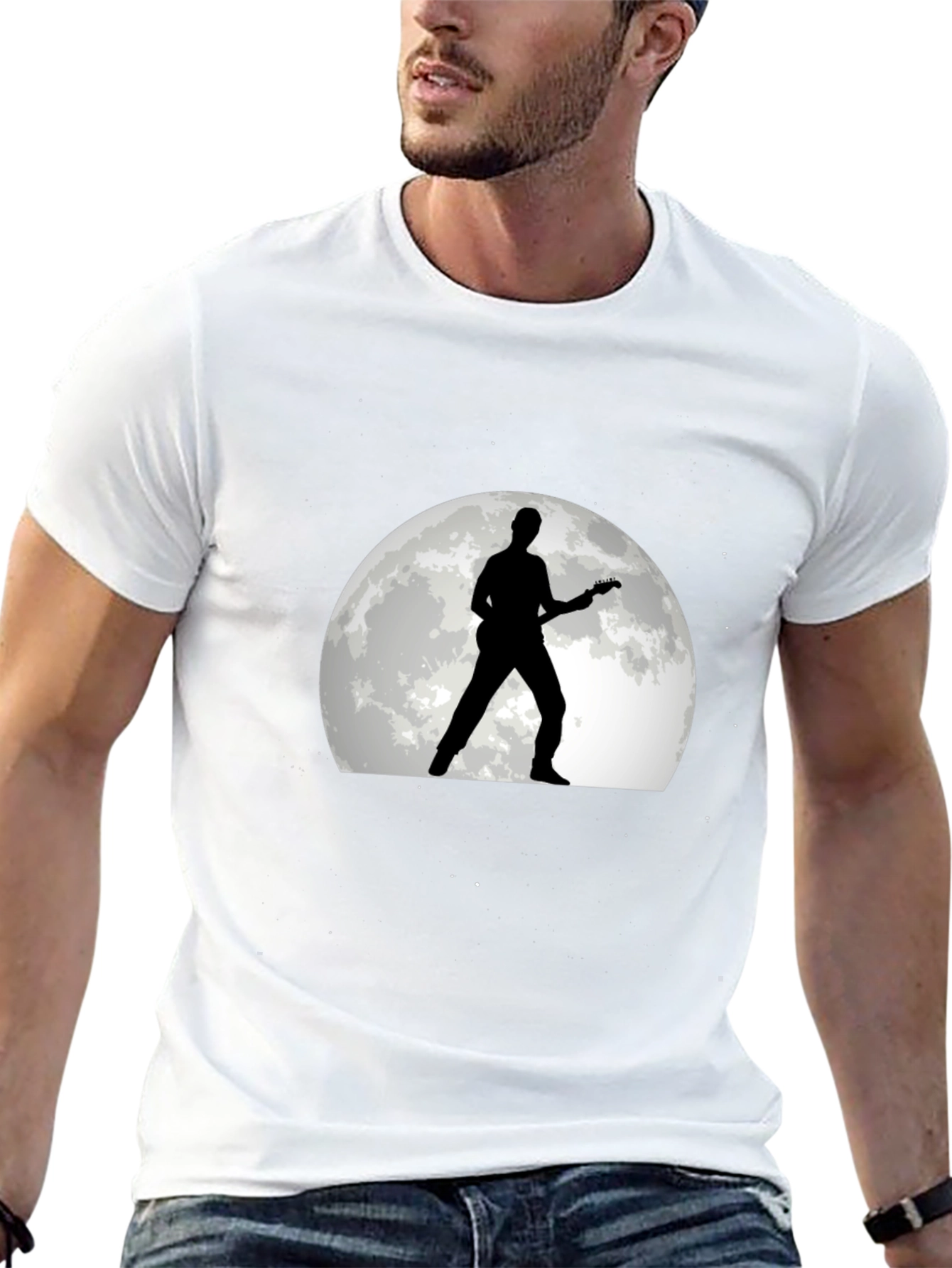 Guitarist Moon Silhouette Black T-Shirt