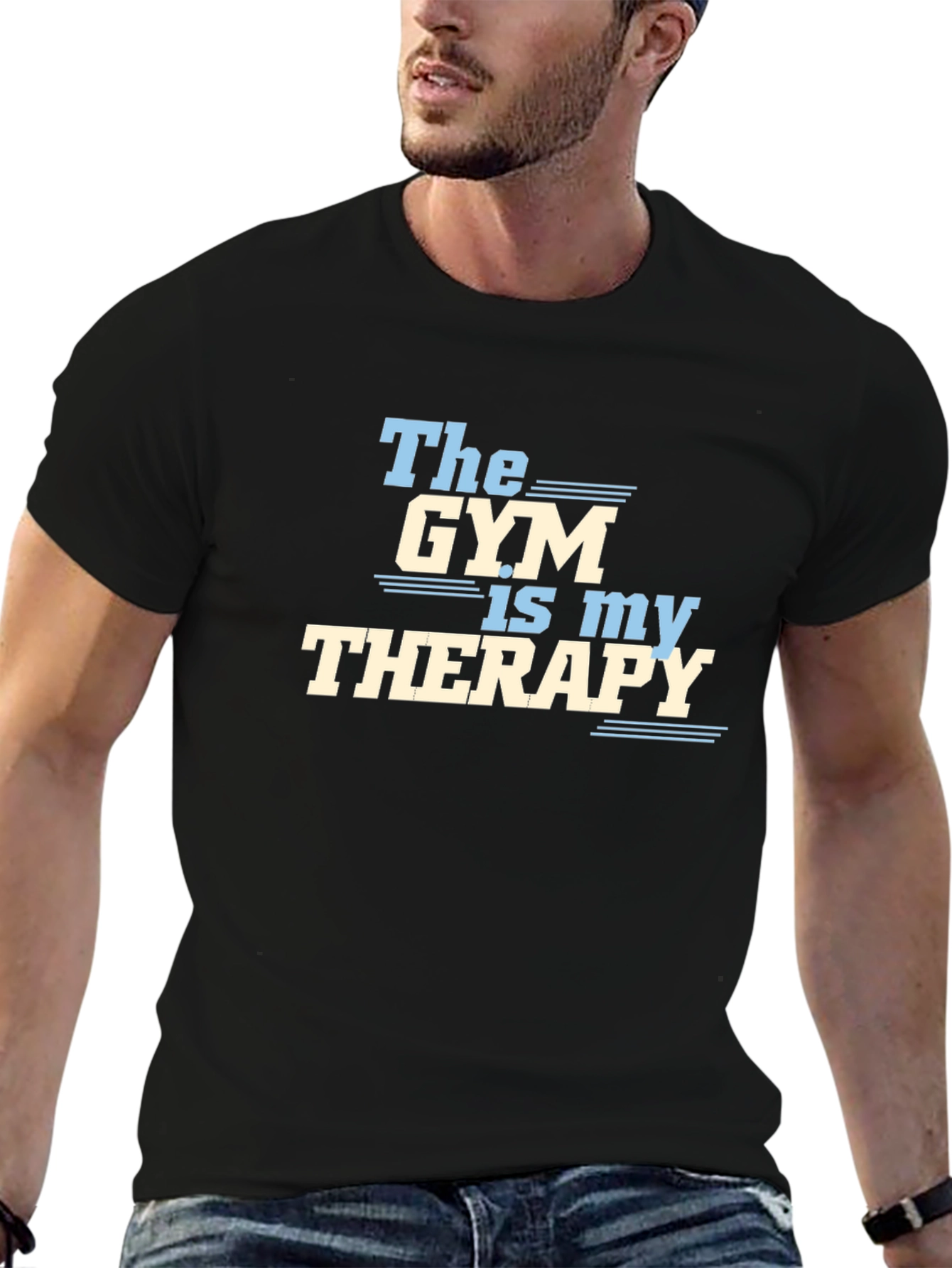 Gym is My Therapy Graphic T-Shirt - Black