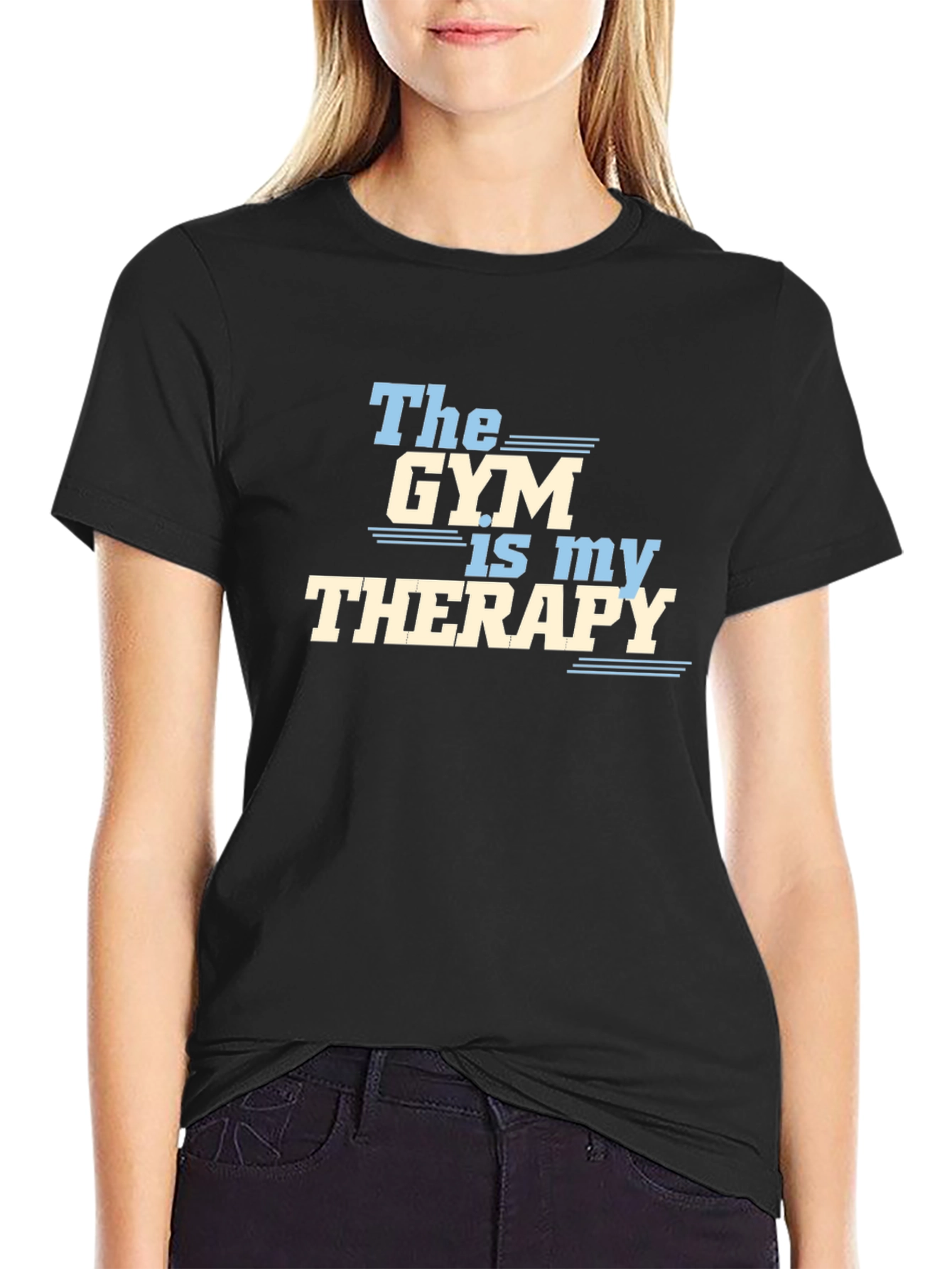 Gym is My Therapy Graphic T-Shirt - Black