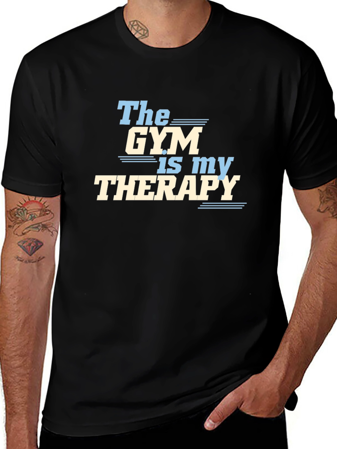 Gym is My Therapy Graphic T-Shirt - Black
