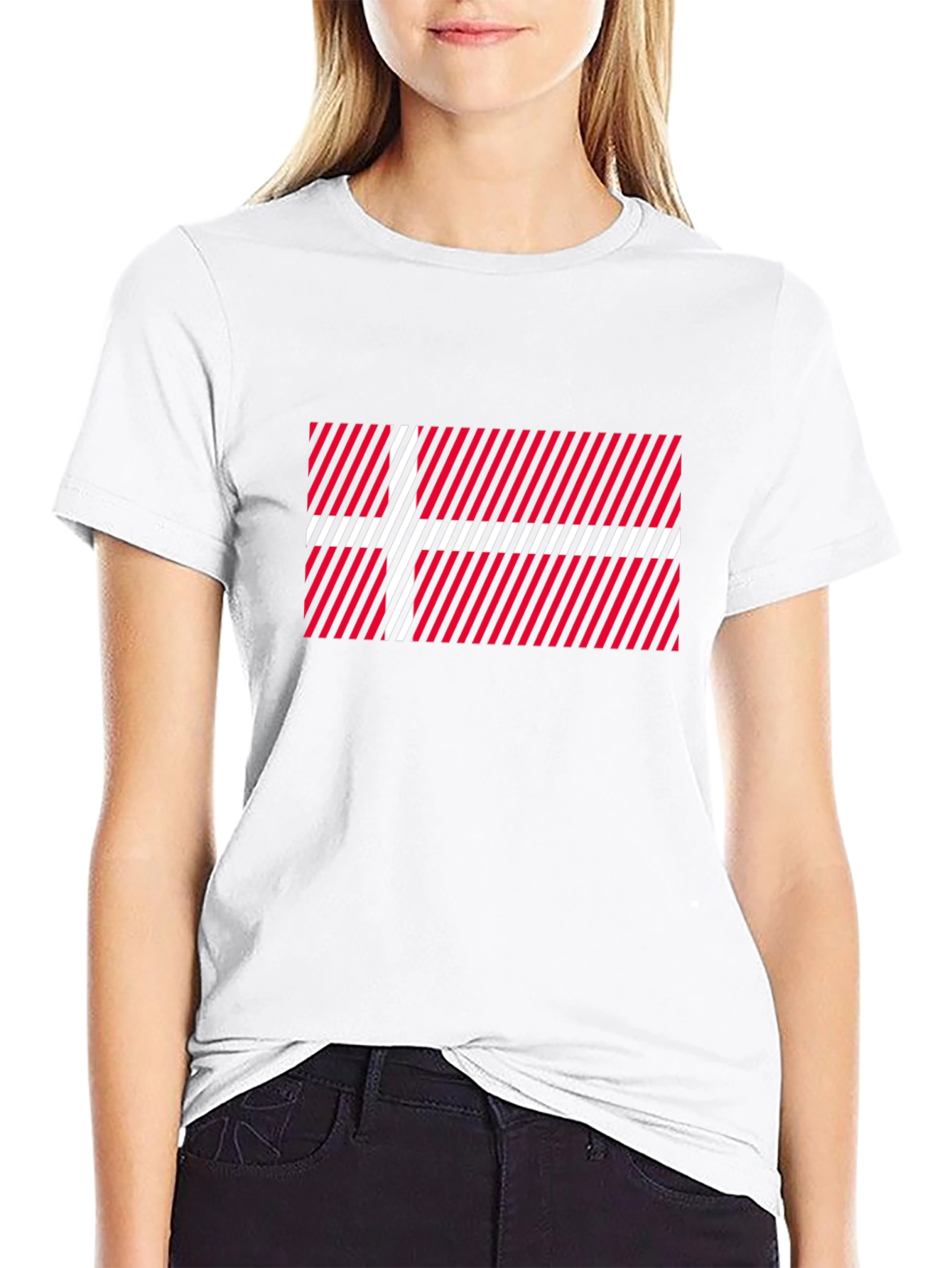 Danish Flag Pattern T-Shirt