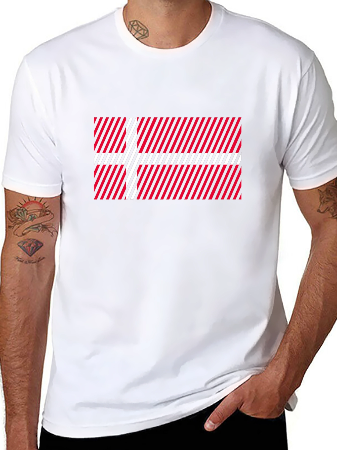 Danish Flag Pattern T-Shirt