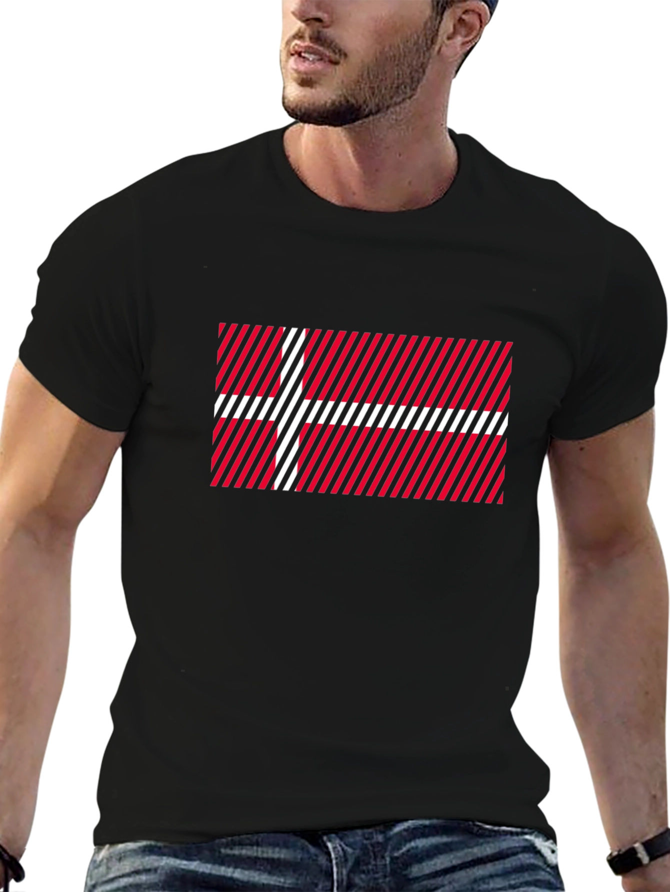 Danish Flag Pattern T-Shirt