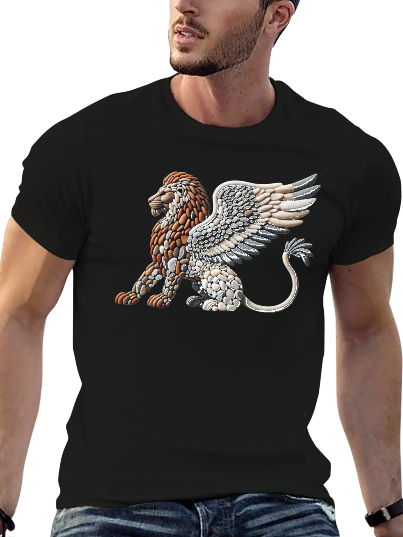 Stone Lion Graphic Tee - Unique Design