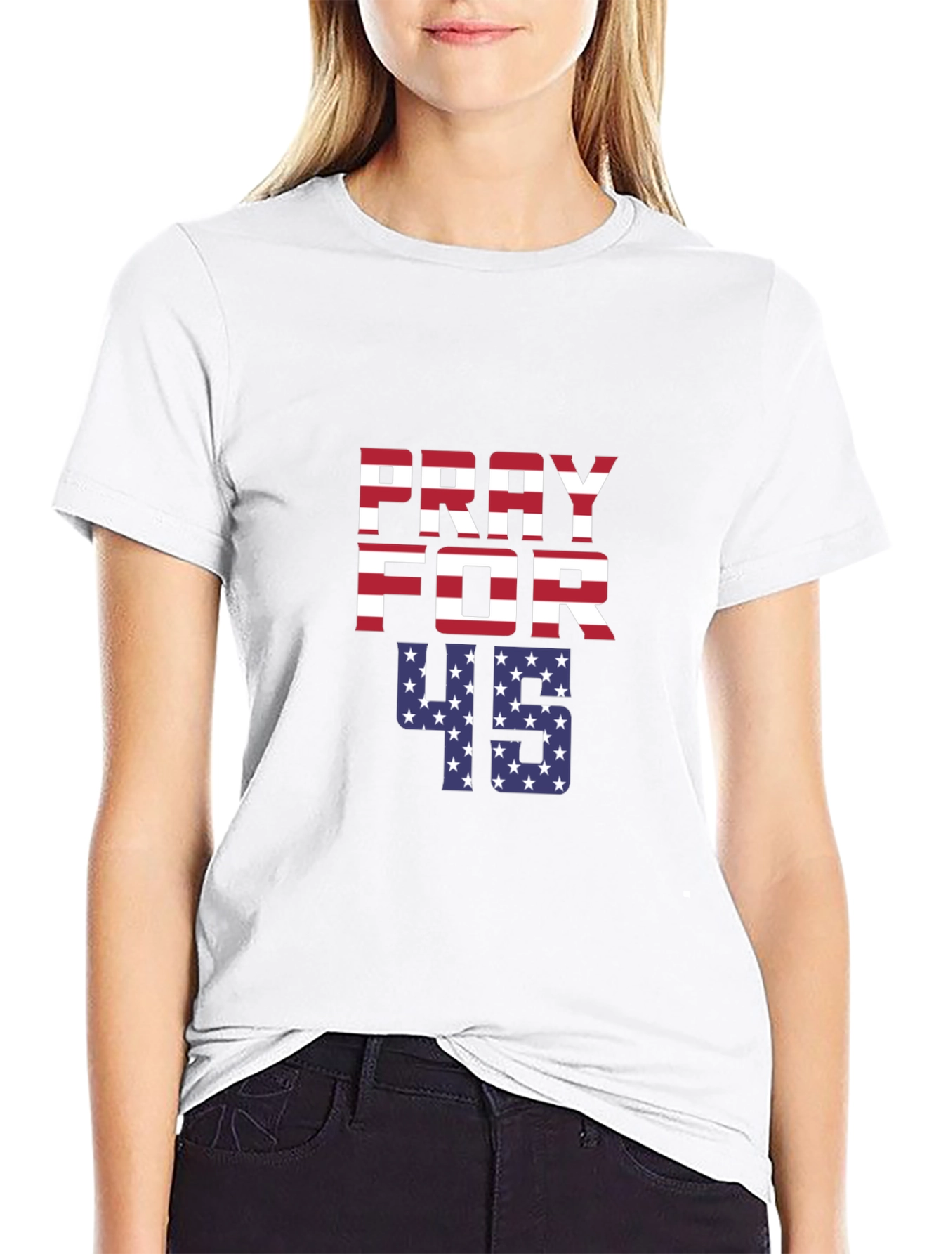 Pray for 45 T-Shirt American Flag Patriotic Tee