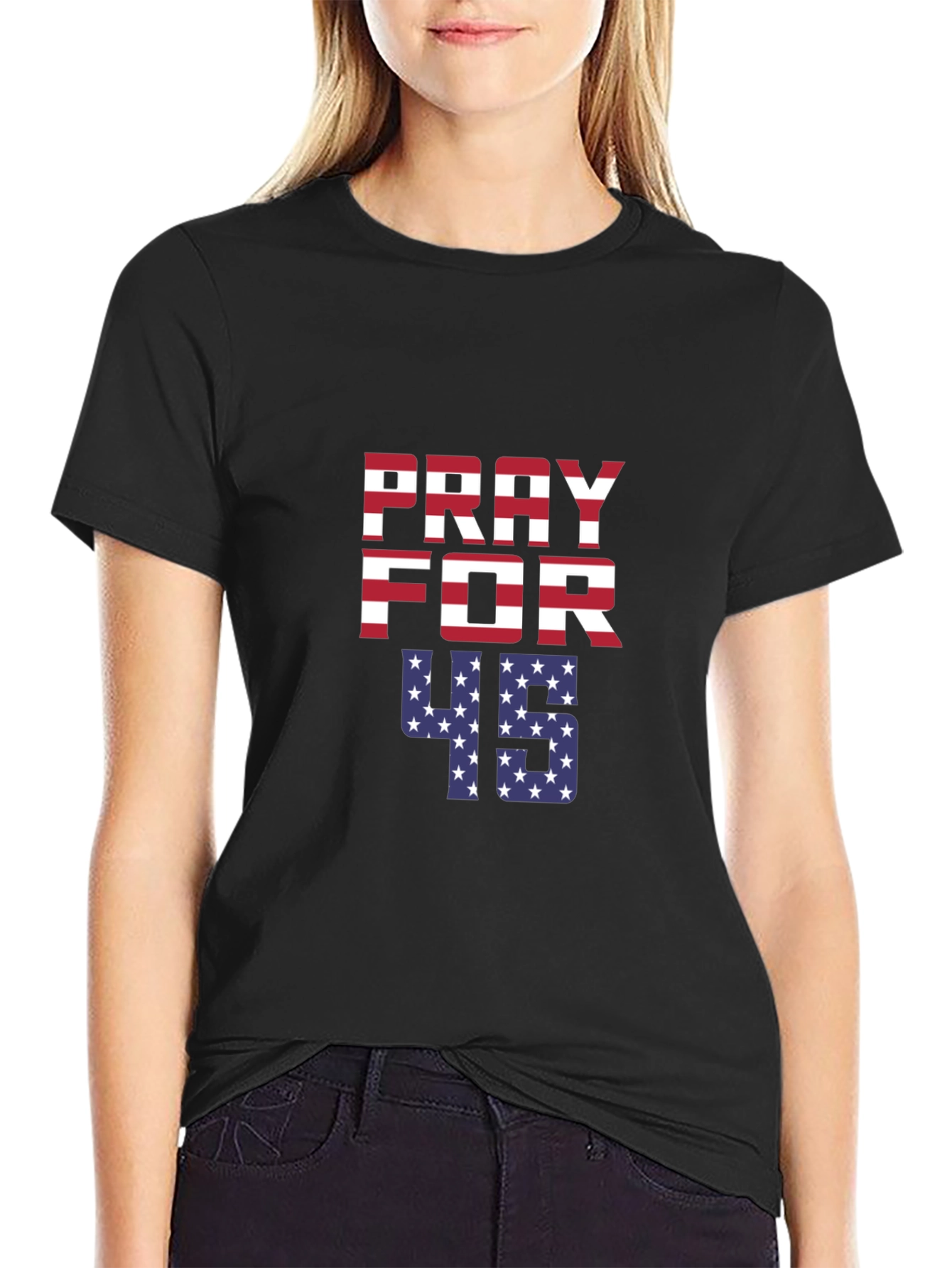 Pray for 45 T-Shirt American Flag Patriotic Tee