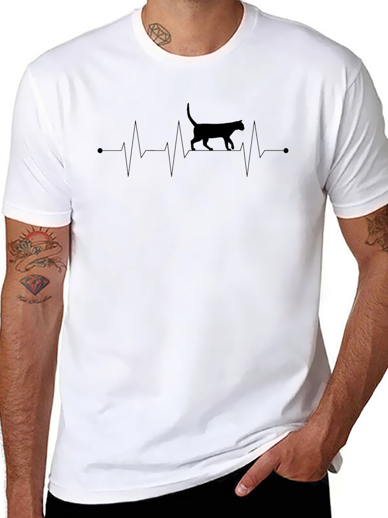 Cat Heartbeat T-Shirt - Casual Wear