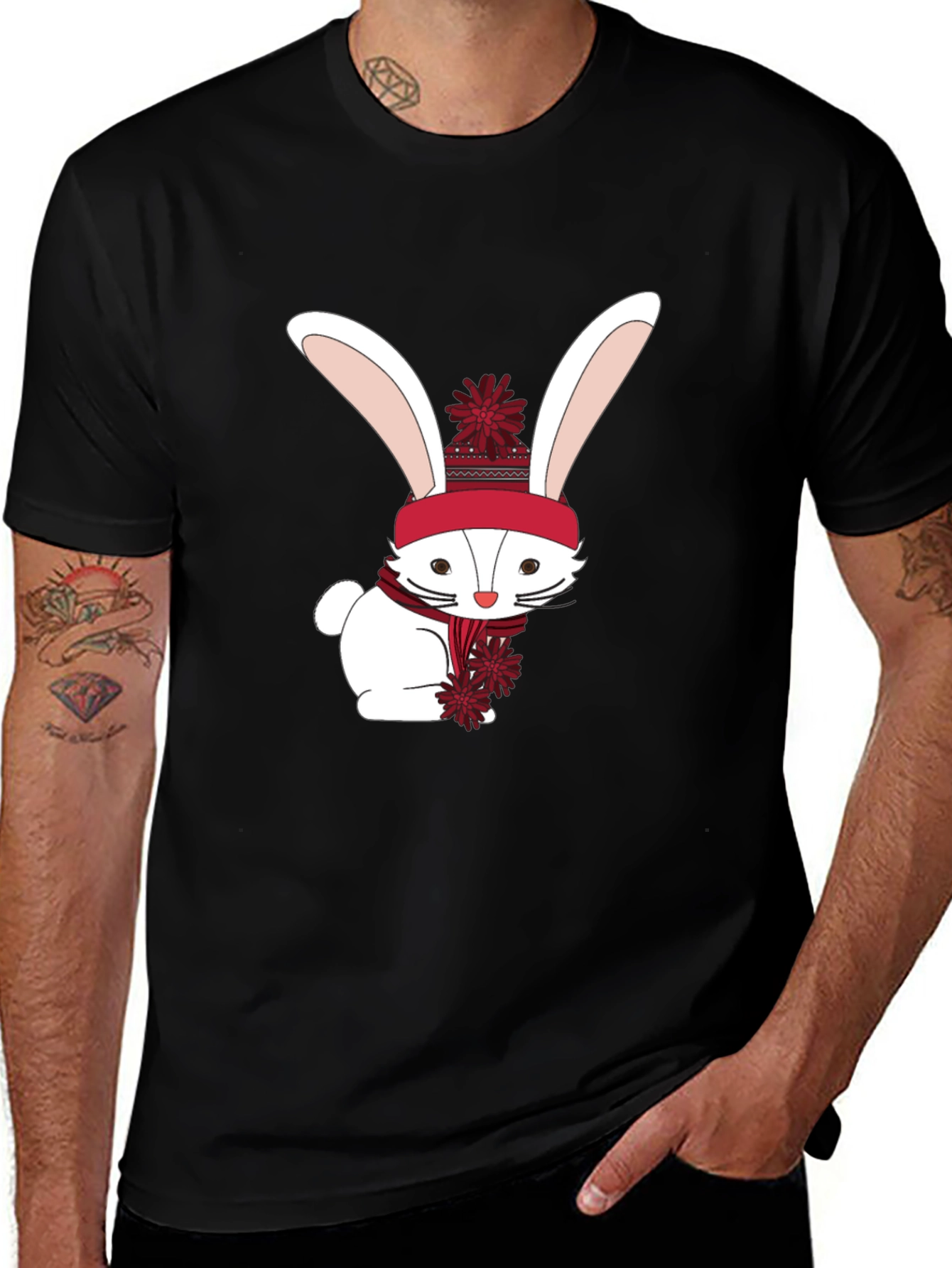 Winter Bunny Graphic Tee - Soft Cotton