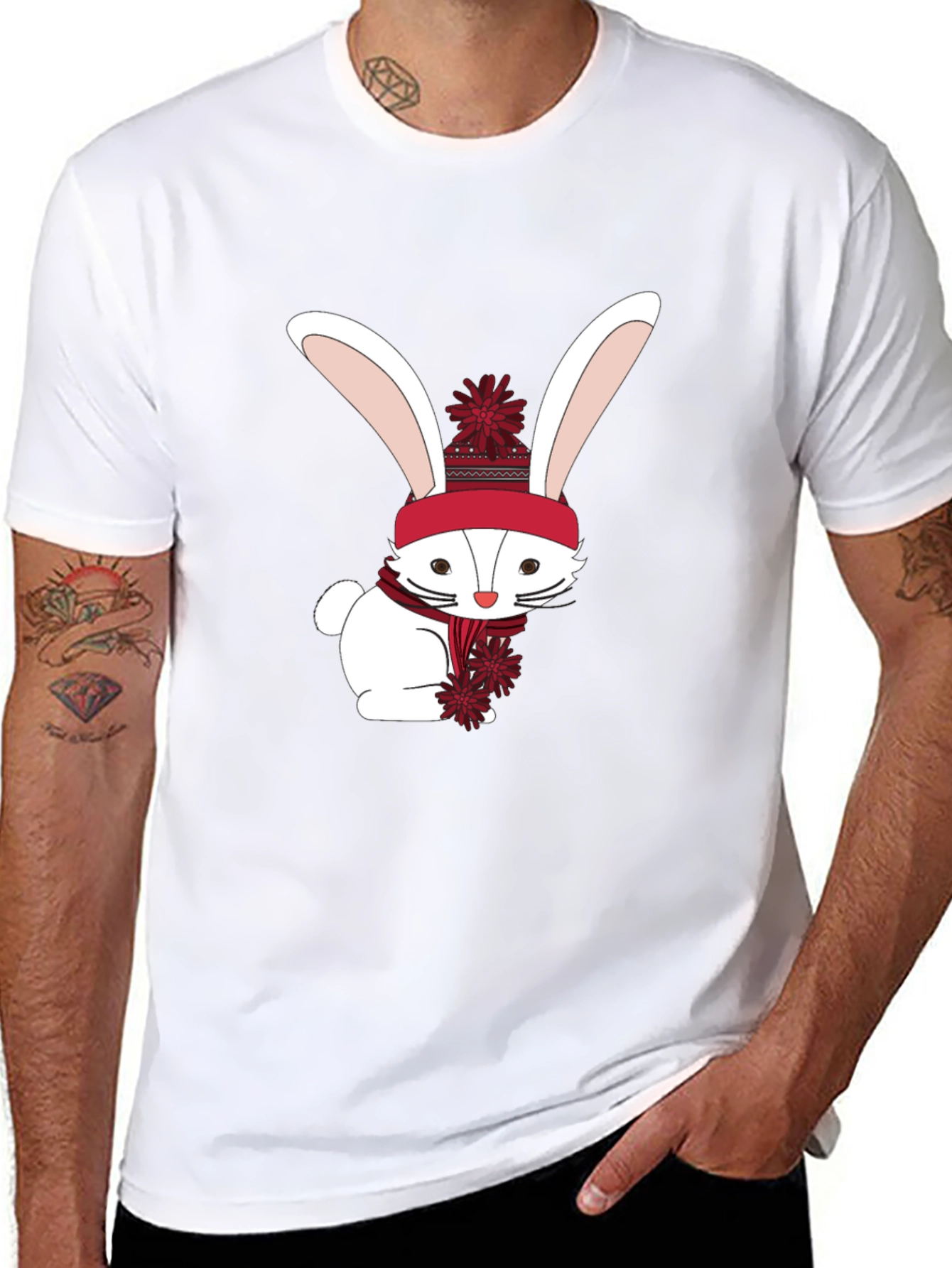 Winter Bunny Graphic Tee - Soft Cotton