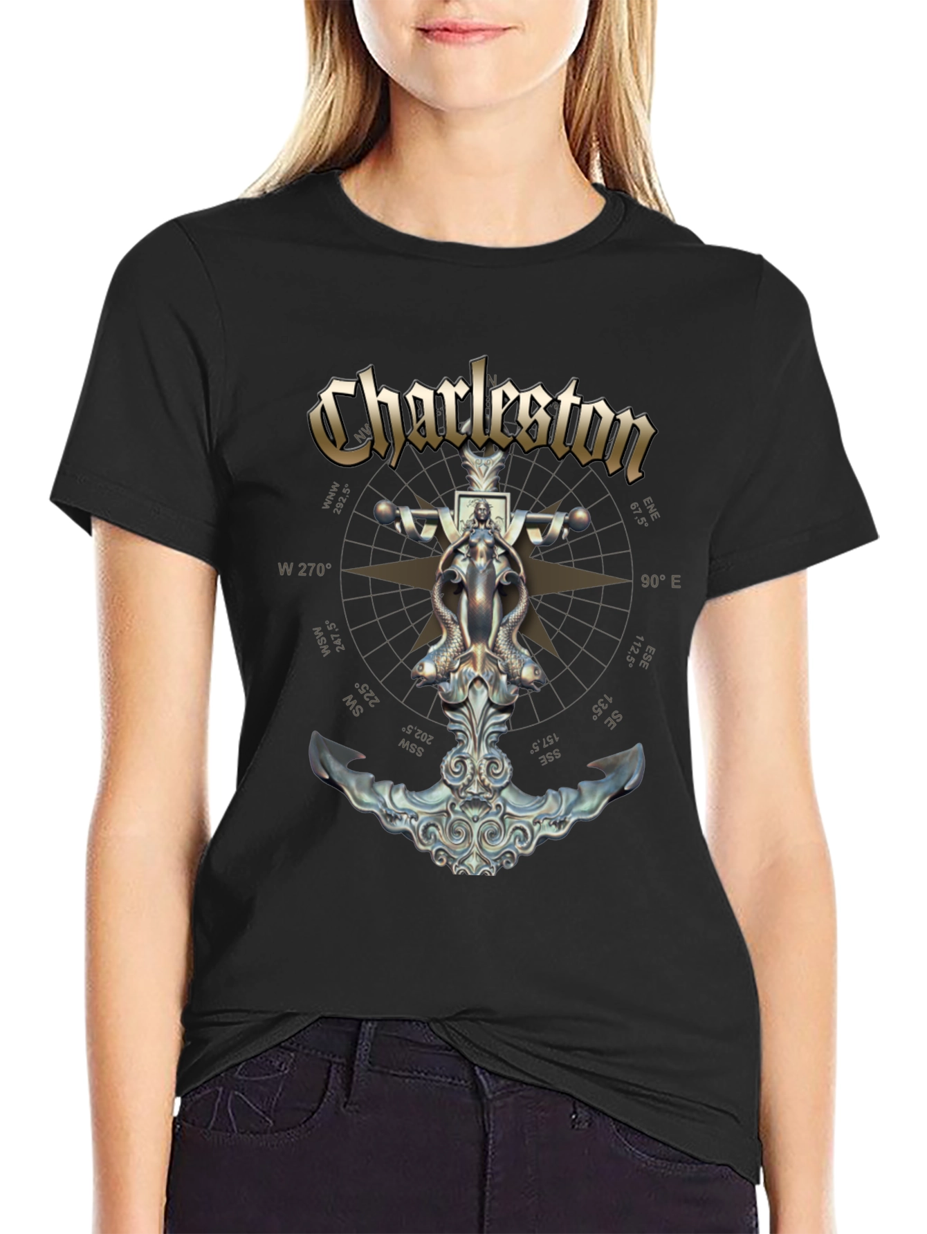 Charleston Anchor T-Shirt - Nautical Compass Design