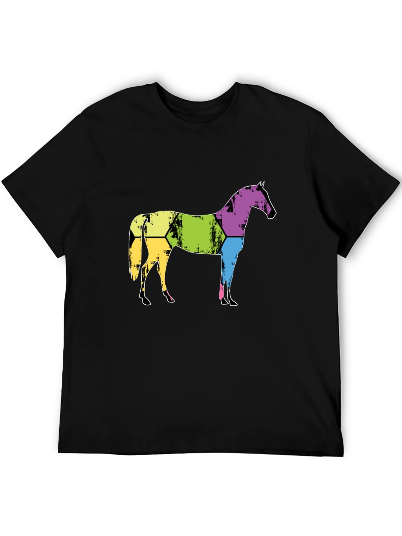 Abstract Horse Graphic Tee - Mens Black T-Shirt