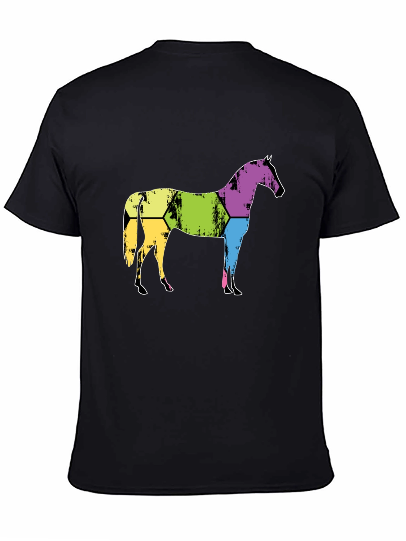 Abstract Horse Graphic Tee - Mens Black T-Shirt