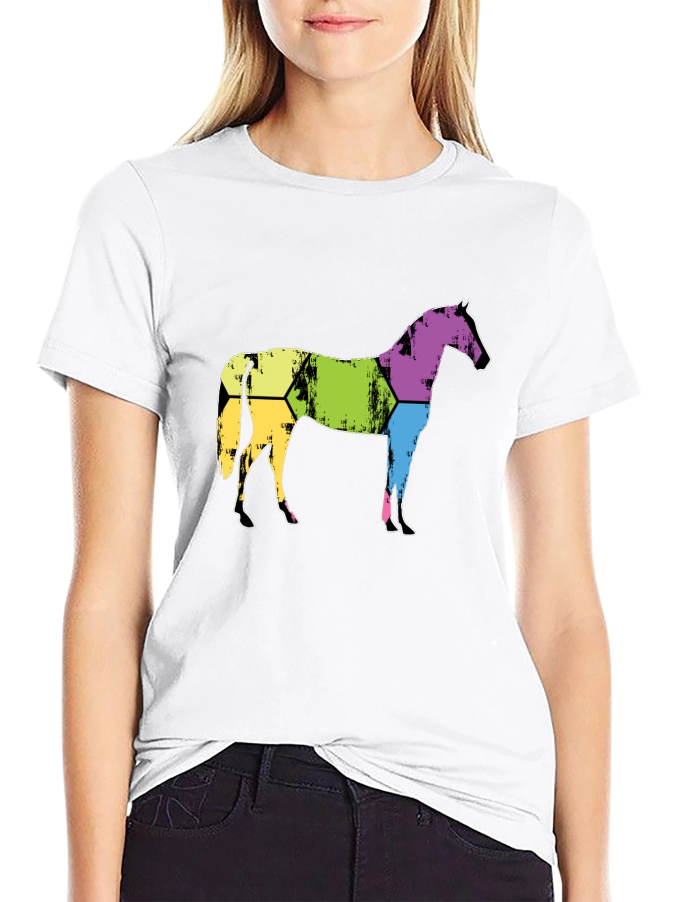 Abstract Horse Graphic Tee - Mens Black T-Shirt
