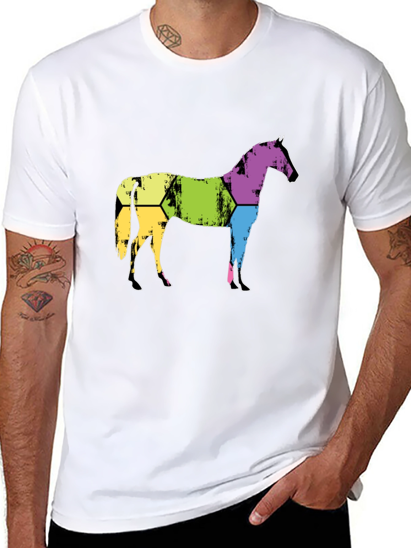 Abstract Horse Graphic Tee - Mens Black T-Shirt