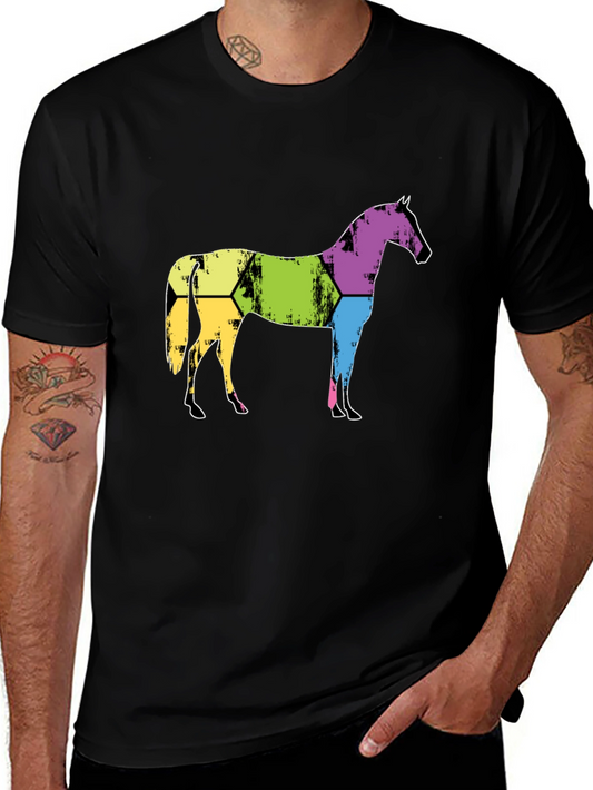 Abstract Horse Graphic Tee - Mens Black T-Shirt