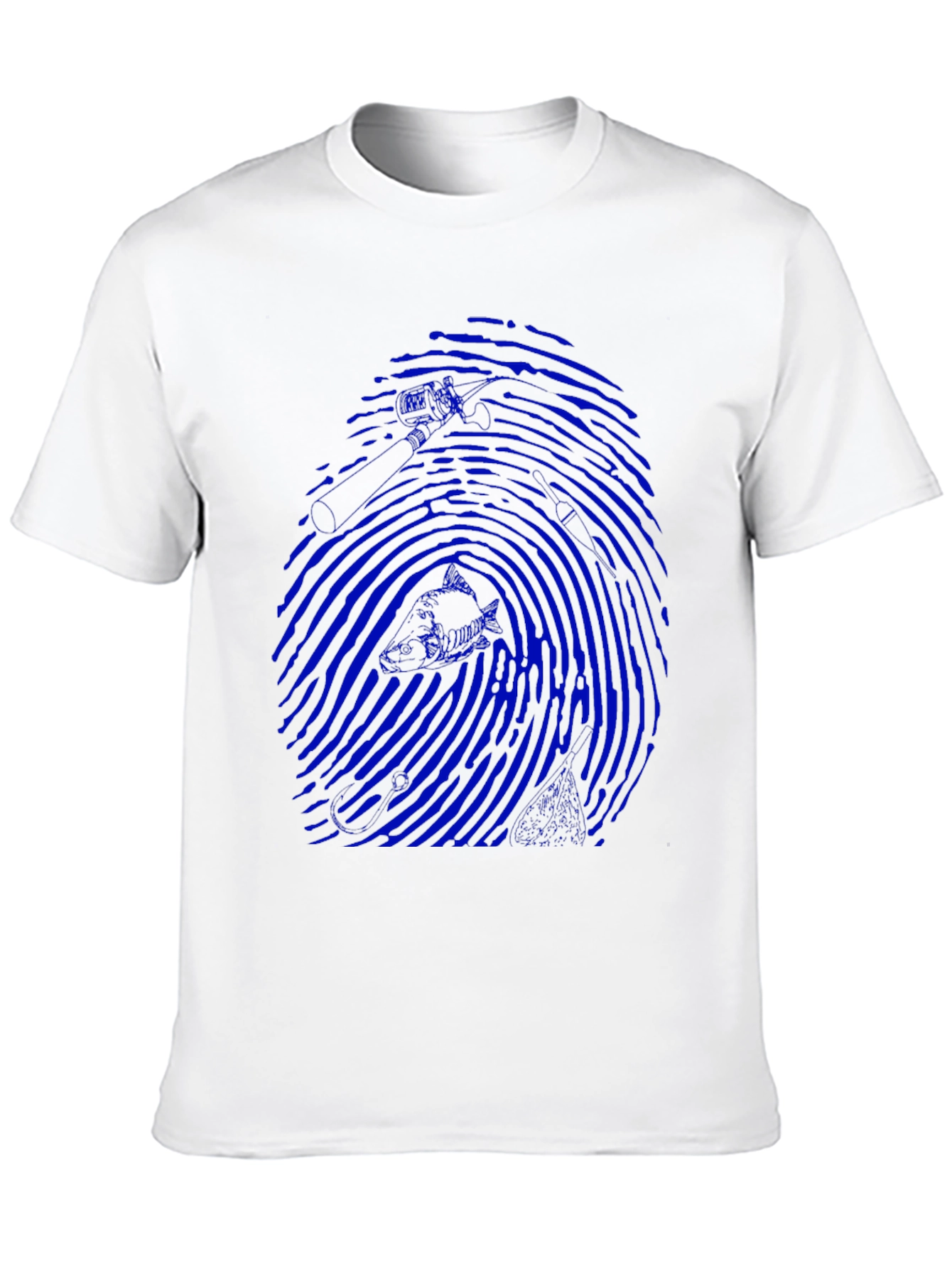 Blue Fingerprint Graphic Black T-Shirt
