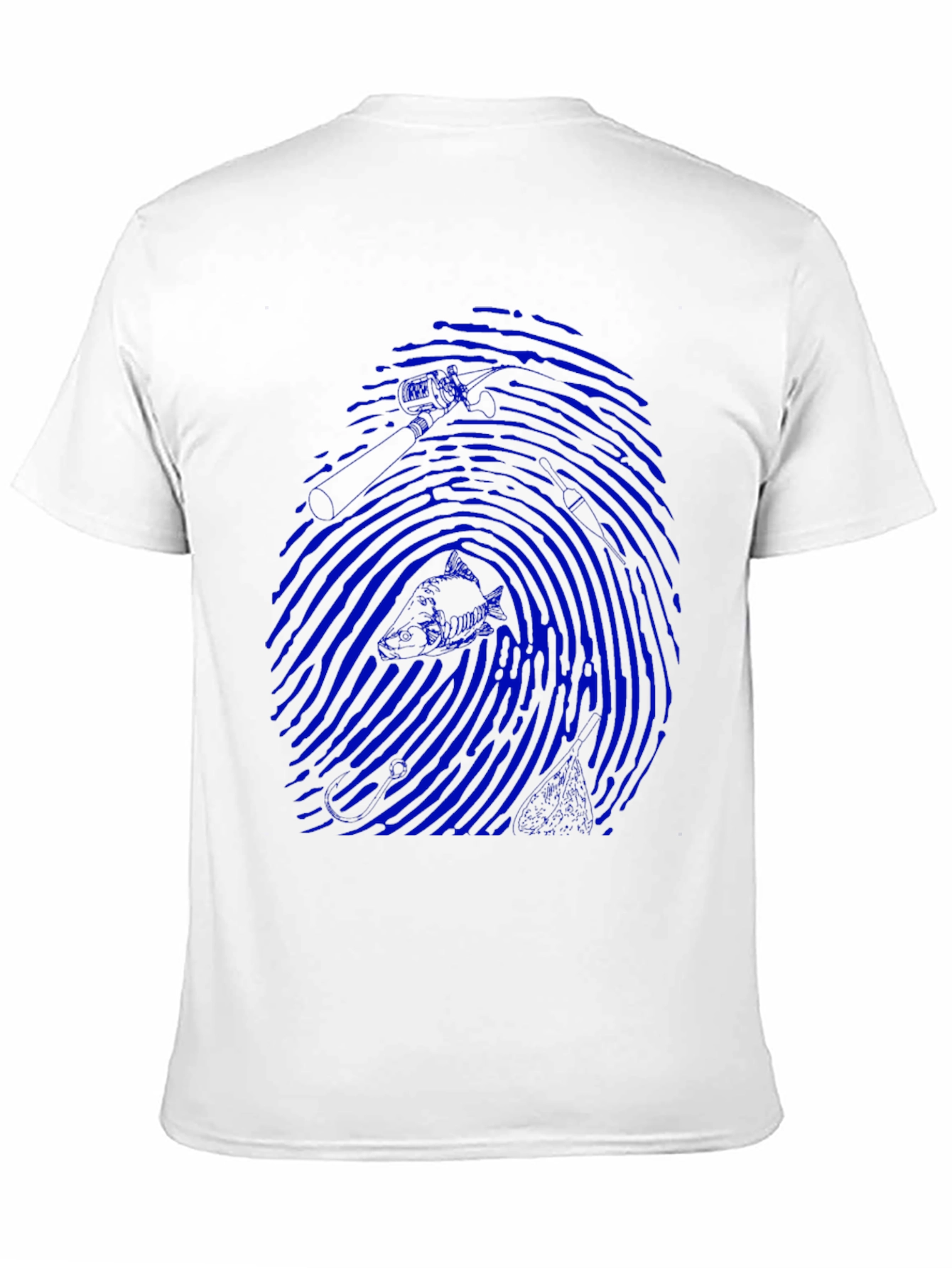 Blue Fingerprint Graphic Black T-Shirt