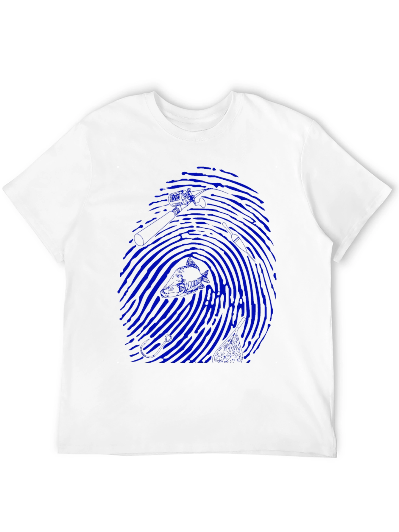 Blue Fingerprint Graphic Black T-Shirt