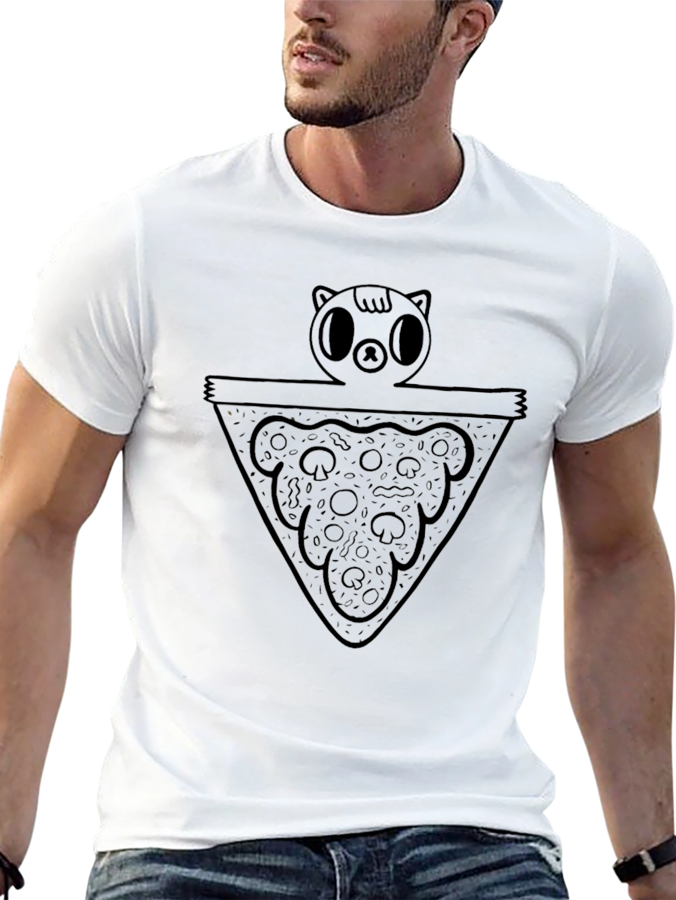 Pizza Cat Graphic Black Tee