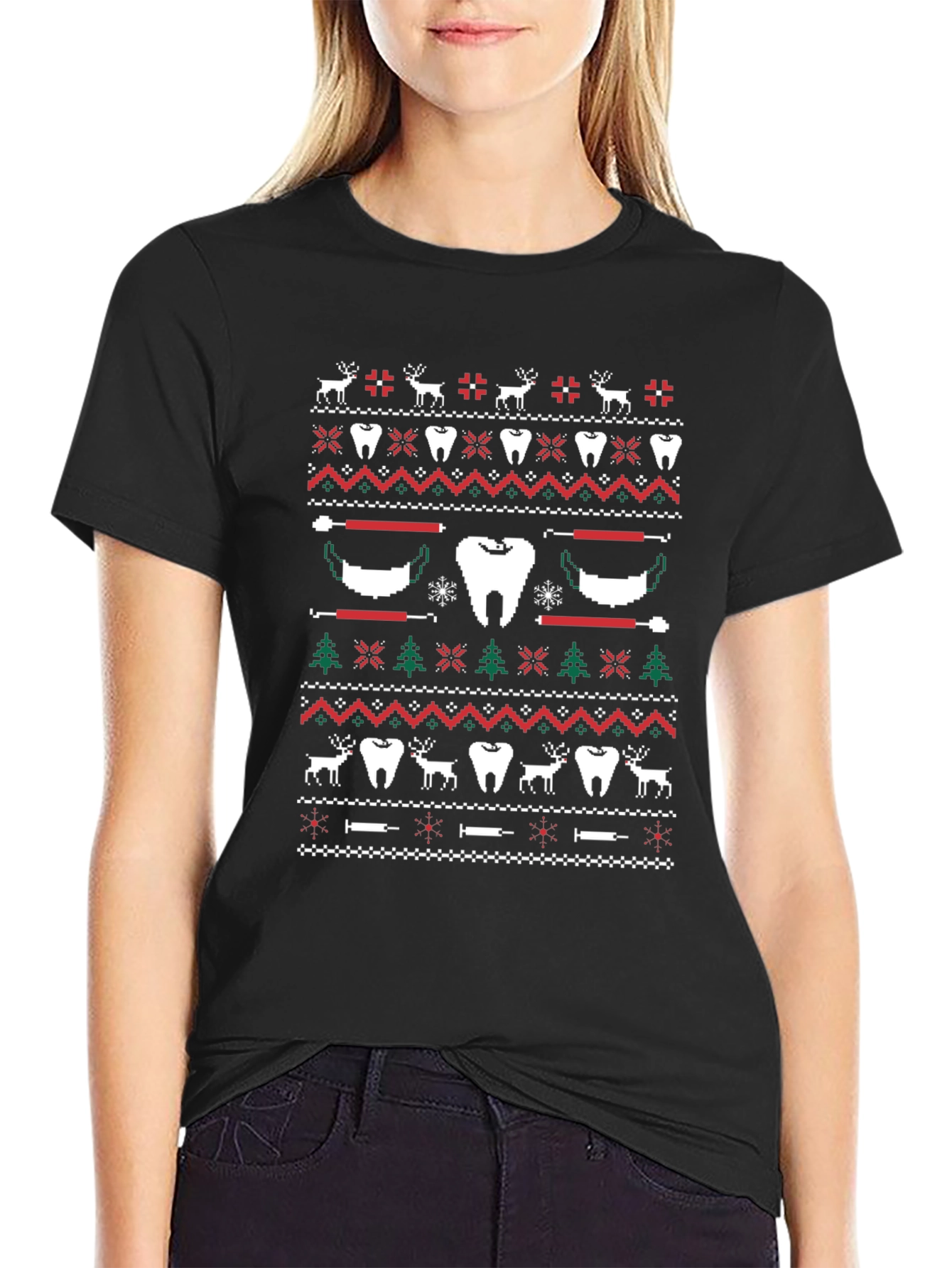 Festive Dental Ugly Christmas Sweater T-Shirt