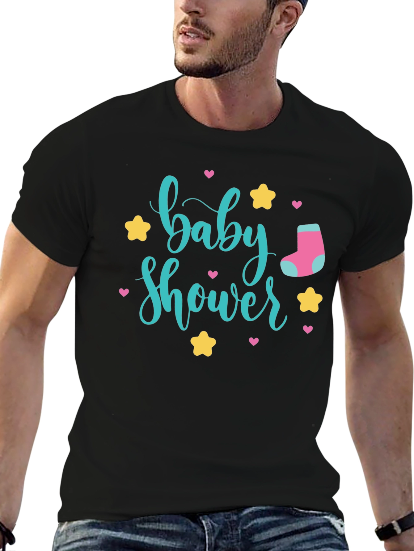 Baby Shower Graphic Tee - Unisex Black T-Shirt