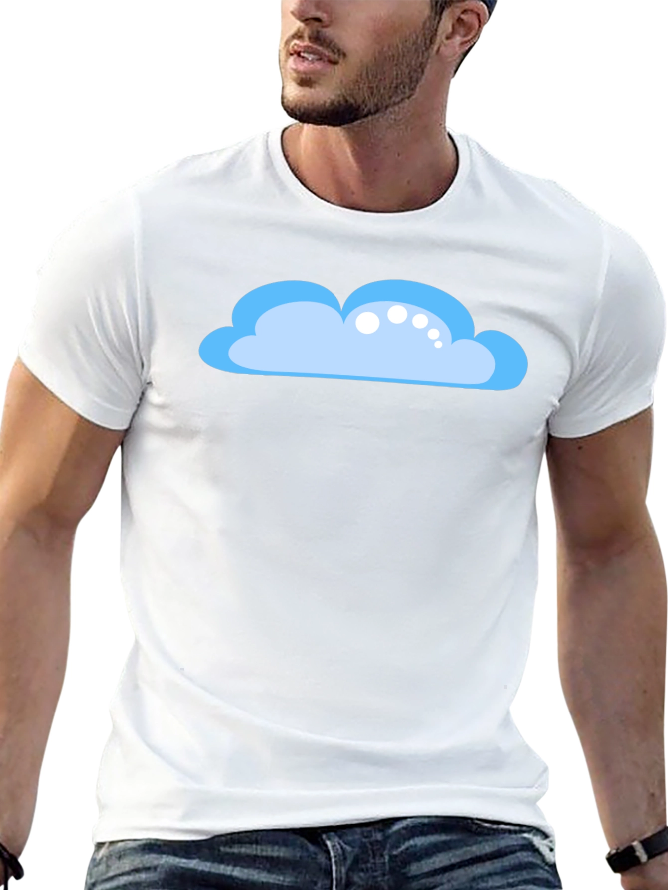 Cartoon Cloud Black T-Shirt - Weather Fun