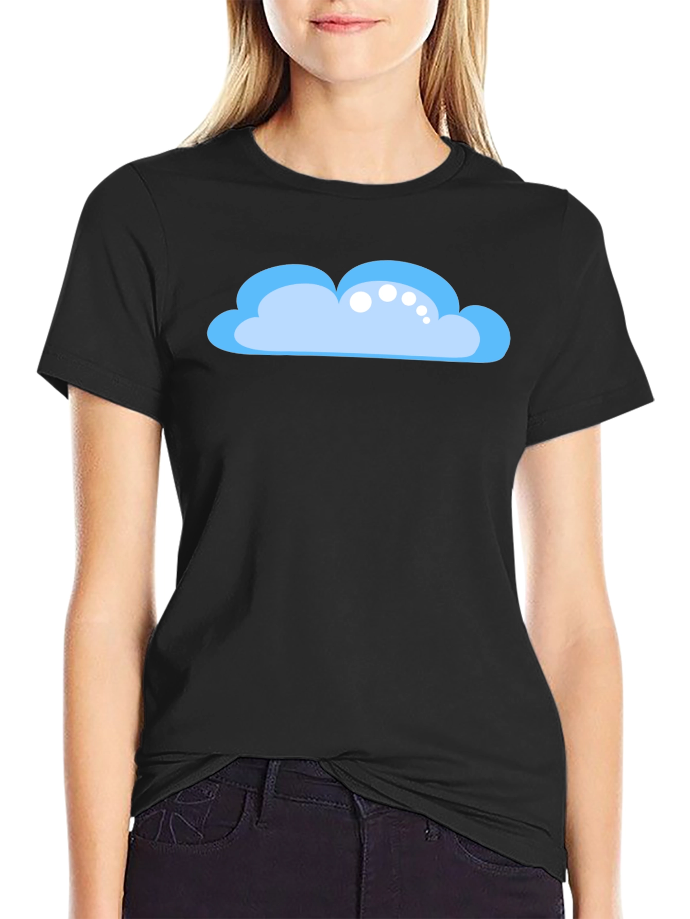 Cartoon Cloud Black T-Shirt - Weather Fun