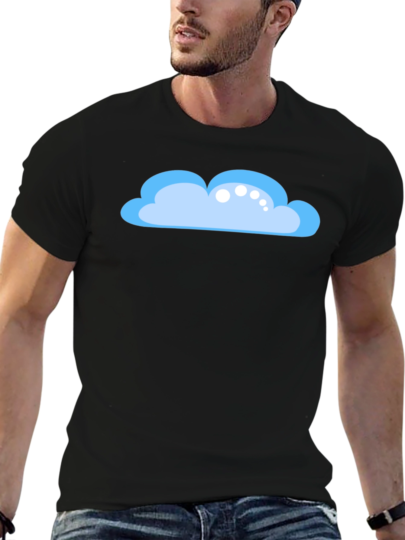 Cartoon Cloud Black T-Shirt - Weather Fun