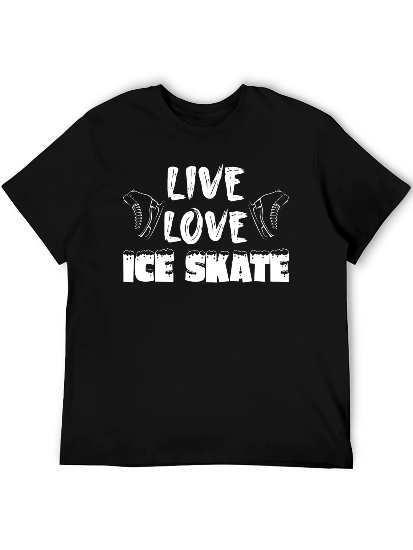 Live Love Ice Skate T-Shirt Black Casual Sporty