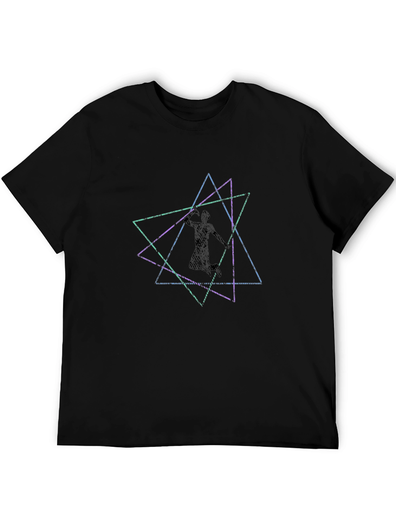 Geometric Athlete Graphic Black Tee