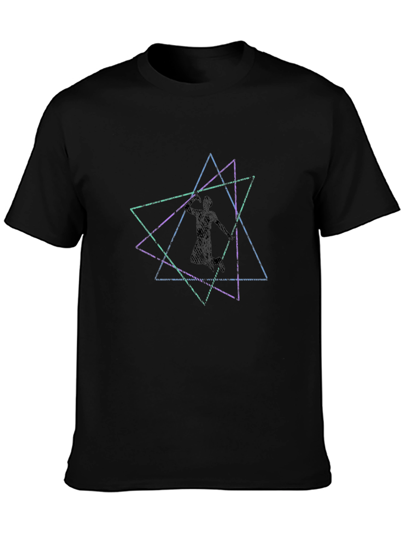 Geometric Athlete Graphic Black Tee