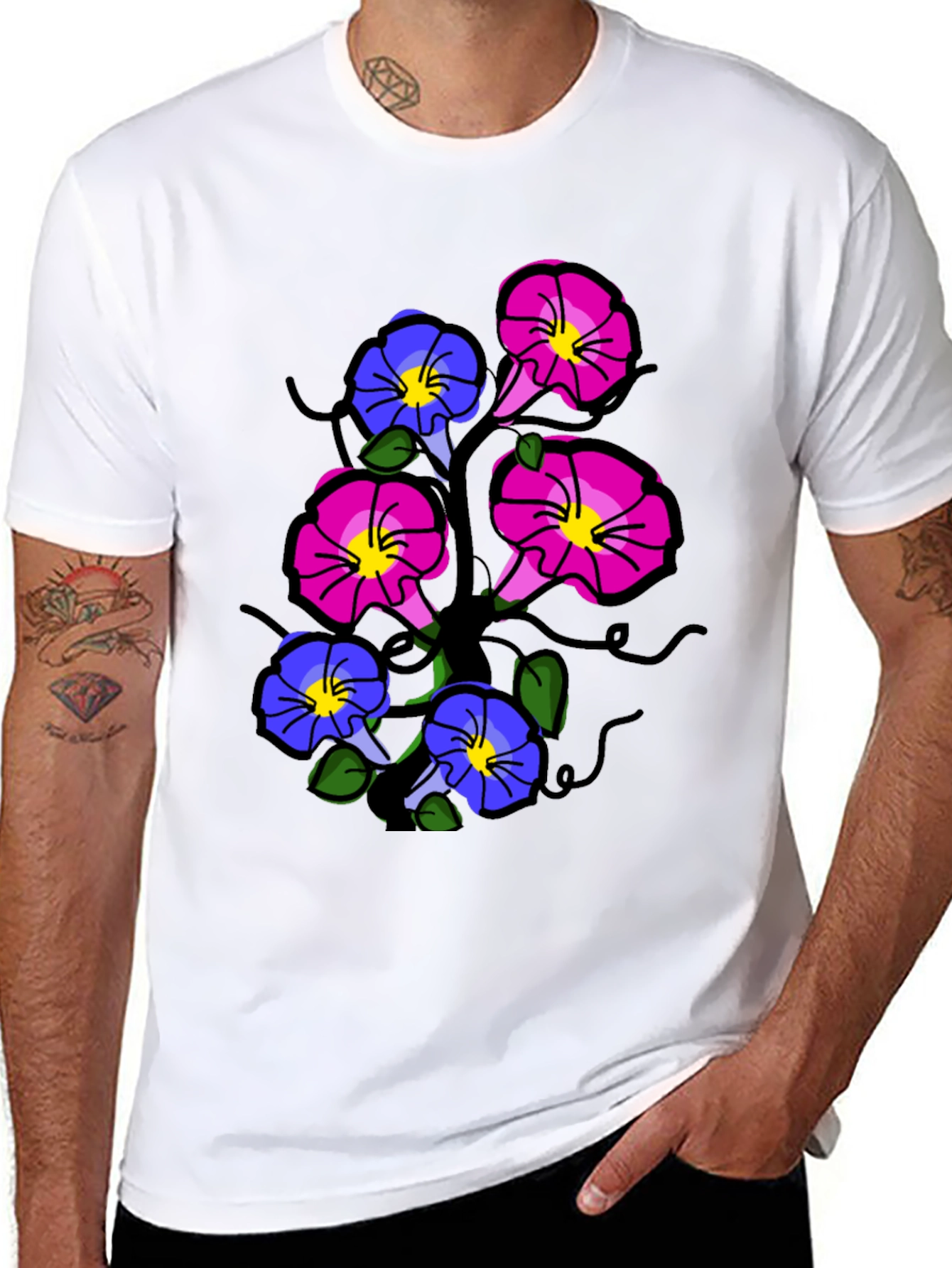 Floral Print T-Shirt - Unique Flower Design