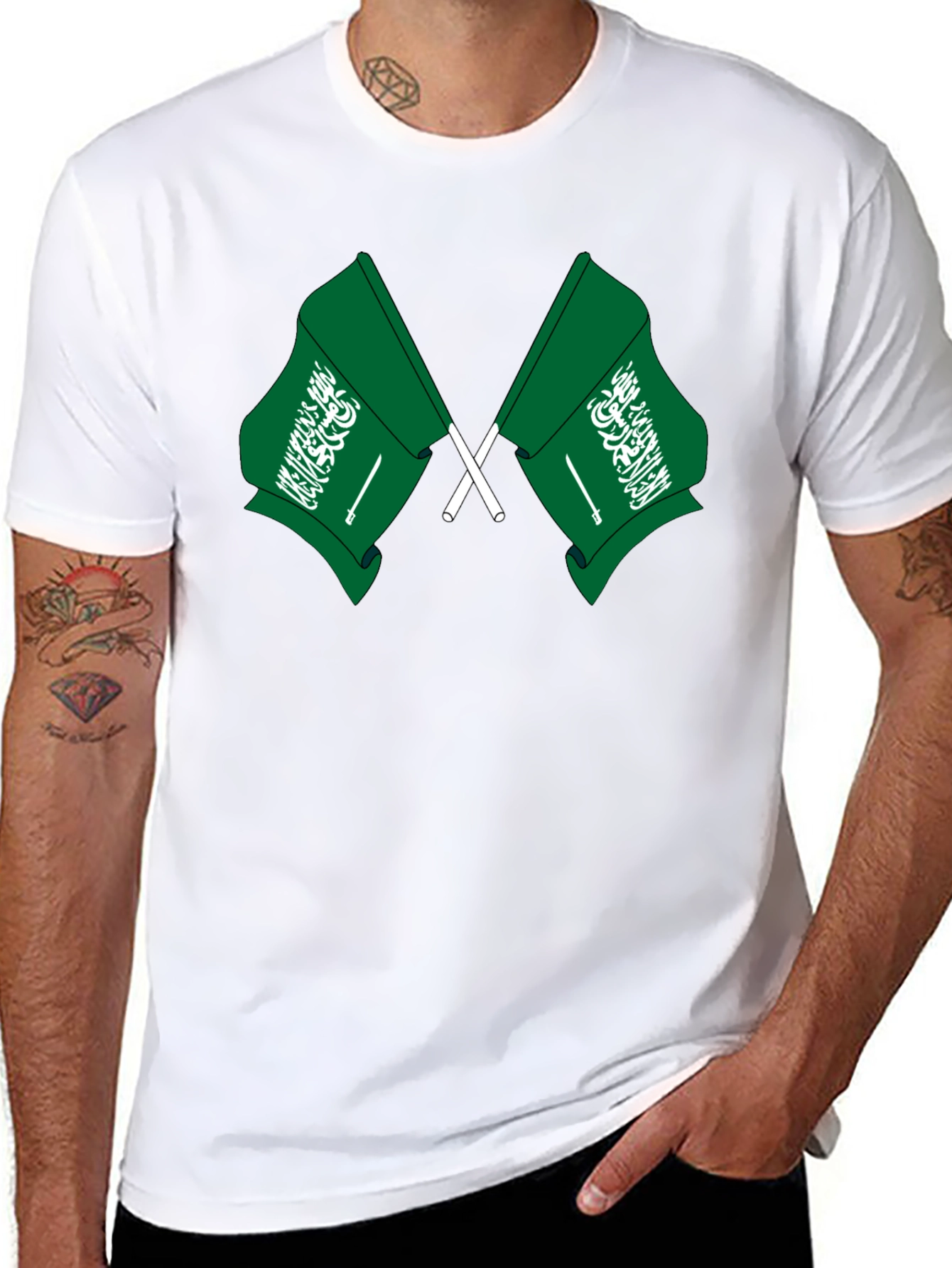 Saudi Arabia Flag T-Shirt - Black Cotton Tee