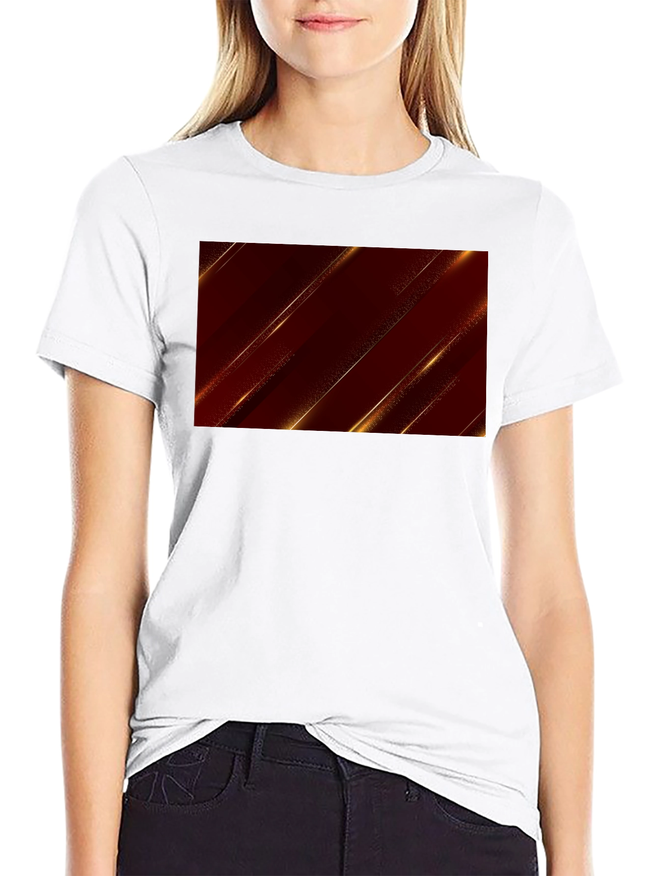 Sleek Black Tee with Modern Geometric Design