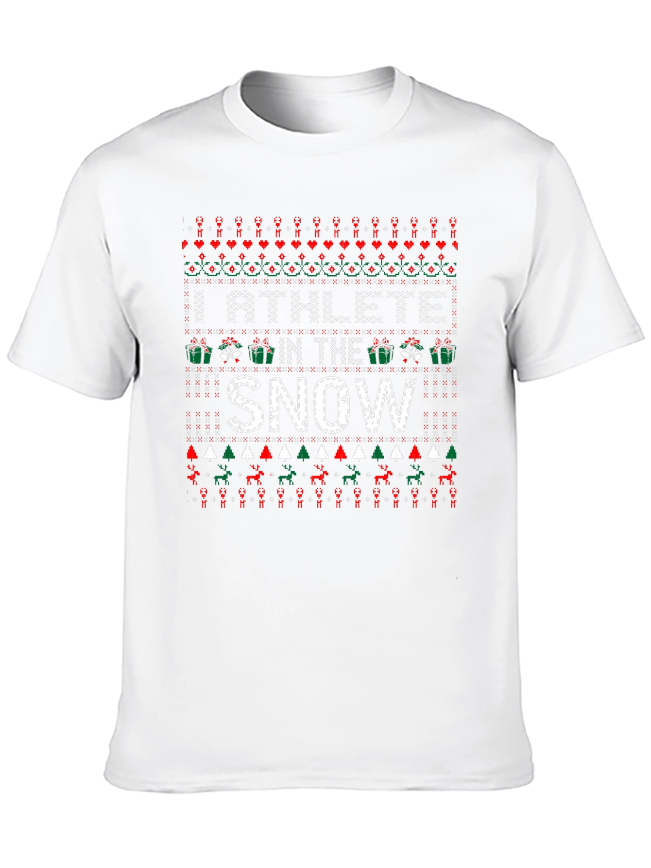 Athlete in the Snow Christmas Ugly Sweater T-Shirt