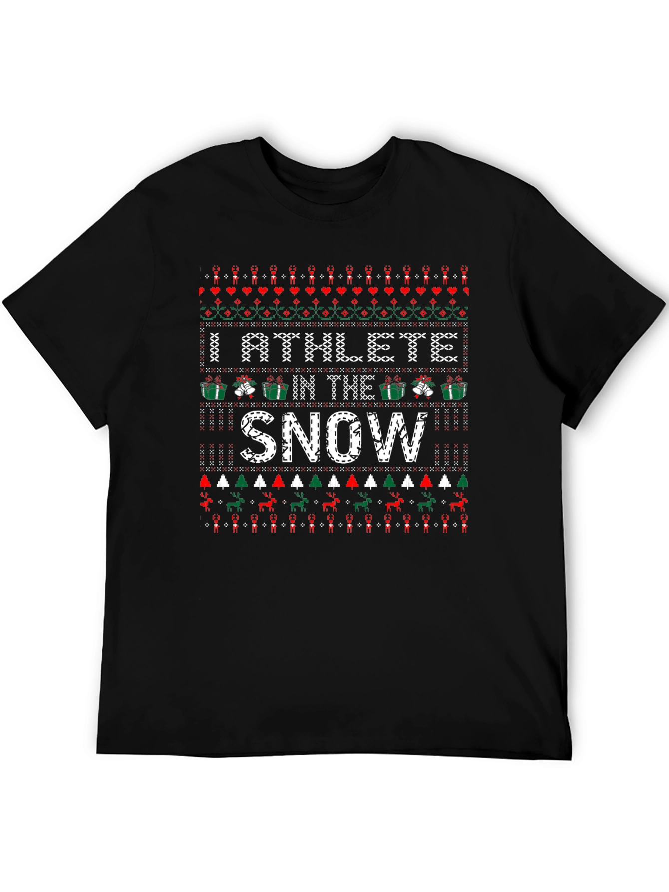 Athlete in the Snow Christmas Ugly Sweater T-Shirt