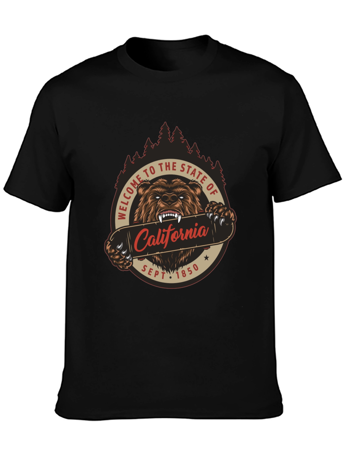 California Bear Graphic T-Shirt - Black