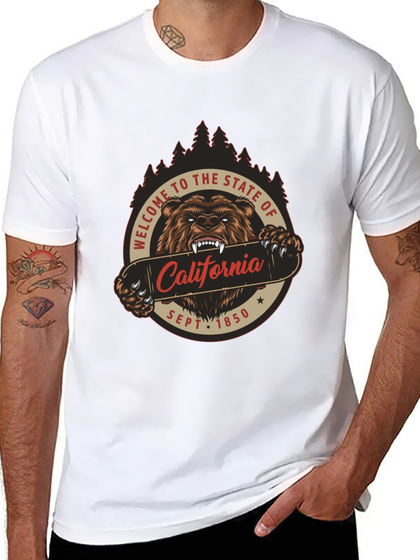 California Bear Graphic T-Shirt - Black