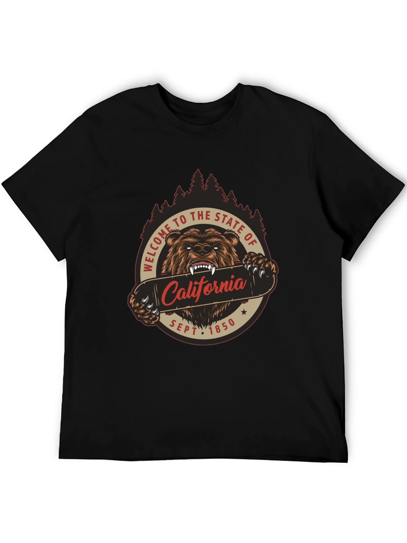 California Bear Graphic T-Shirt - Black