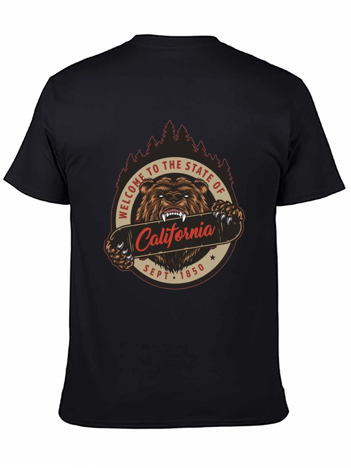 California Bear Graphic T-Shirt - Black