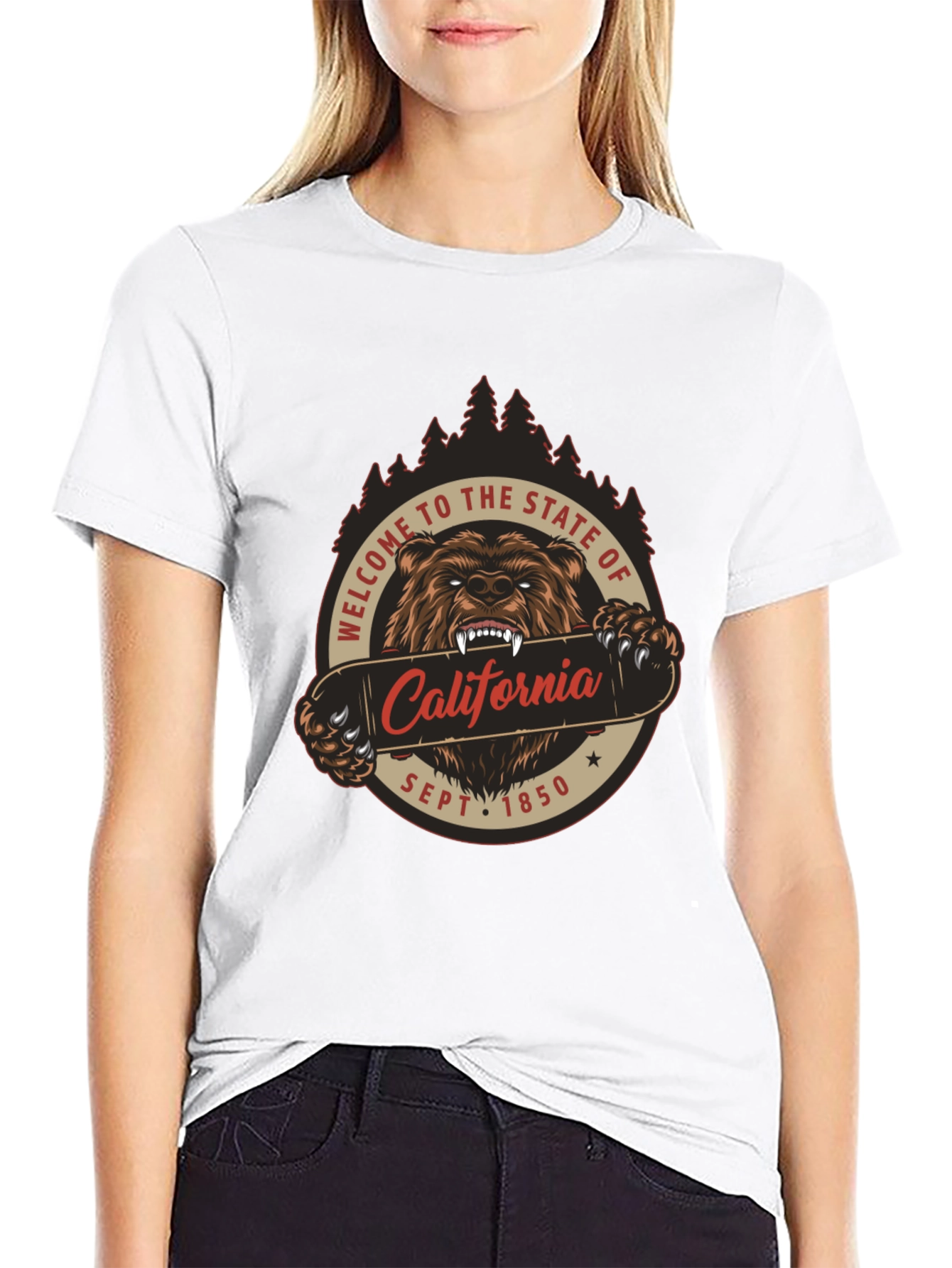California Bear Graphic T-Shirt - Black