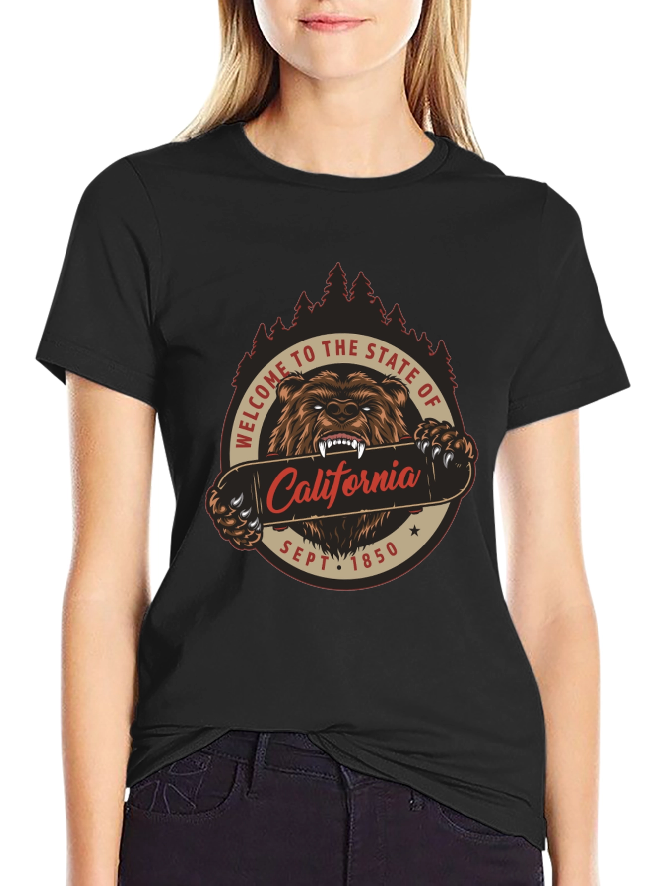 California Bear Graphic T-Shirt - Black